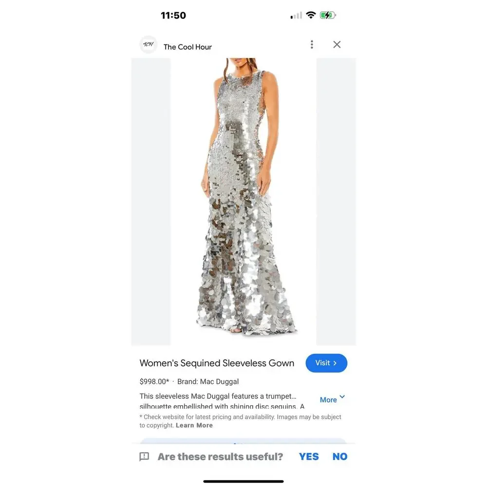Mac Duggal Embellished Disc Sequin Sleeveless Gown Dress Silver Size 10 NWT - Picture 8 of 12